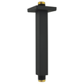 Aquaiaw Square Shower Arm and Anti-Scratch O-Ring Flange, 8 inch, Solid Brass, Both Soldered 1/2 NPT Tapered Threads, Ceiling Mount, Matte Black