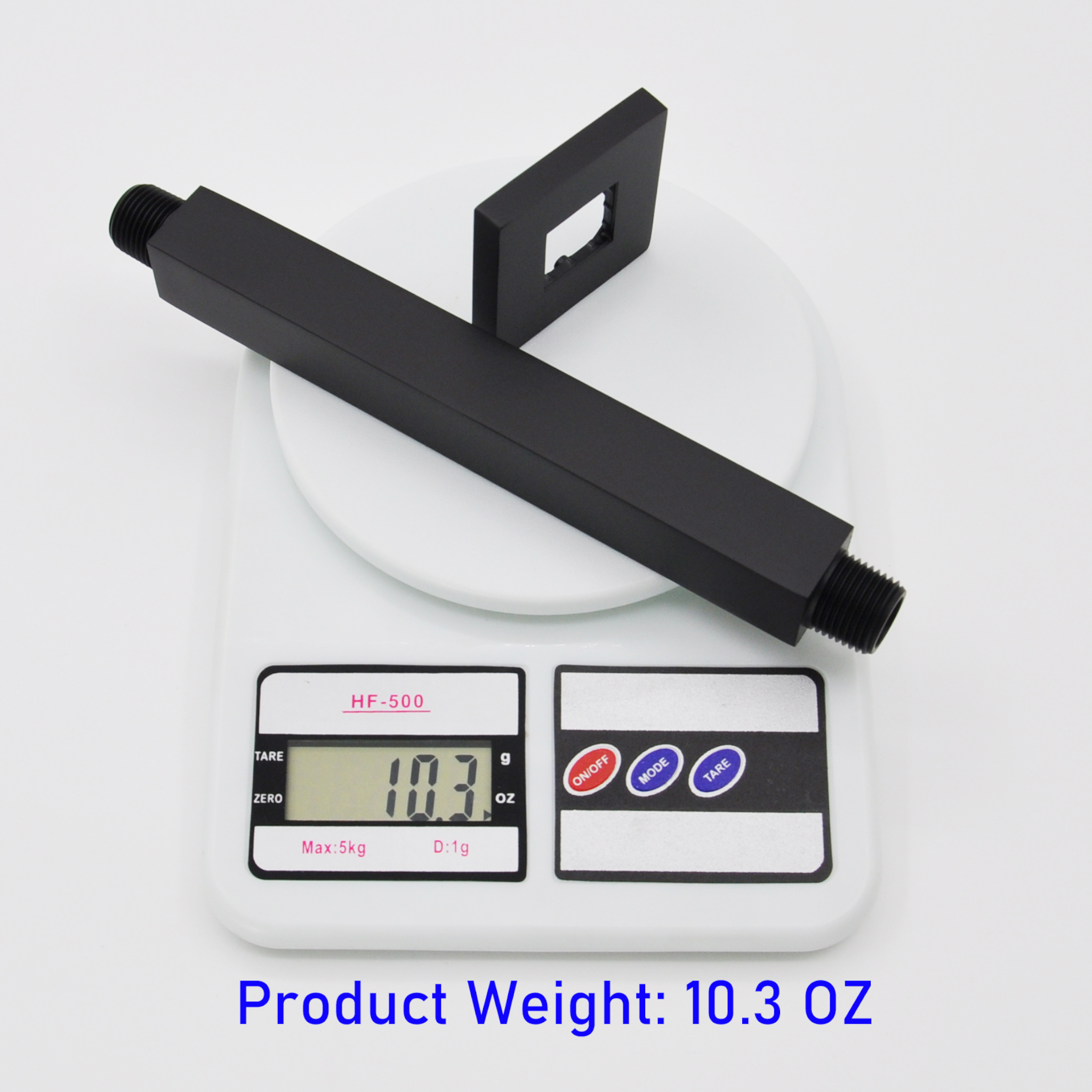 Aquaiaw Square Shower Arm and Anti-Scratch O-Ring Flange, 8 inch, Solid Brass, Both Soldered 1/2 NPT Tapered Threads, Ceiling Mount, Matte Black