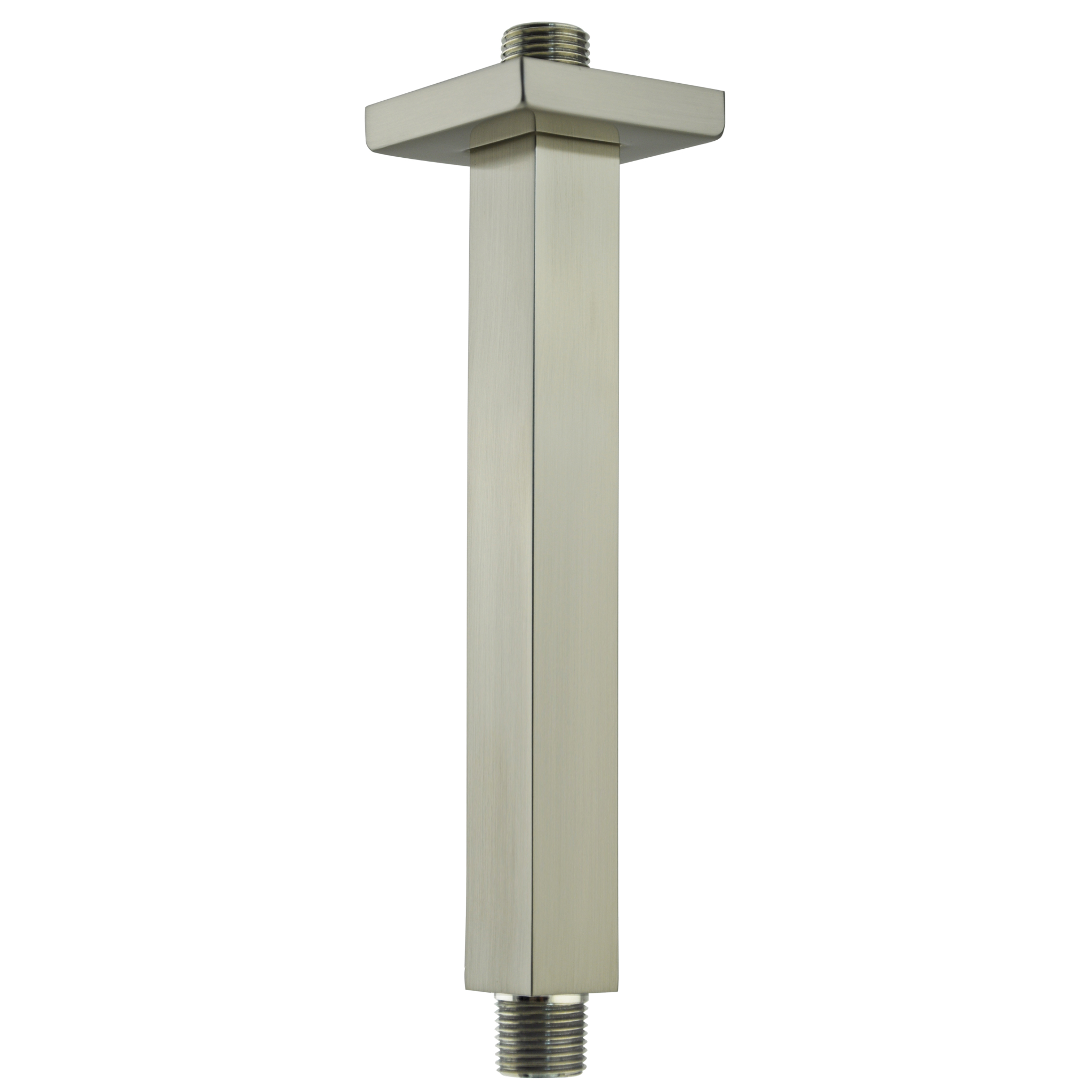 Aquaiaw Square Shower Arm and Anti-Scratch O-Ring Flange, 8 inch, Solid Brass, Both Soldered 1/2 NPT Tapered Threads, Ceiling Mount, PVD Brushed Nickel