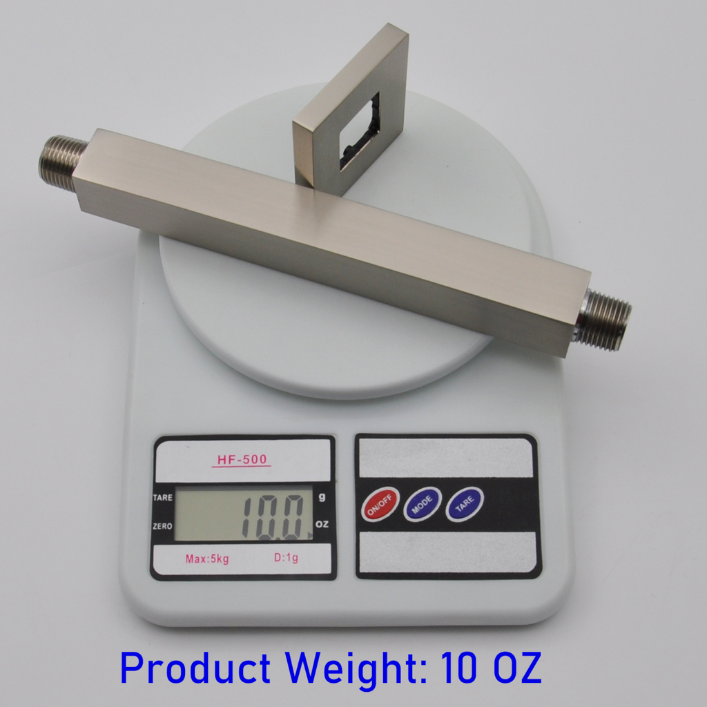 Aquaiaw Square Shower Arm and Anti-Scratch O-Ring Flange, 8 inch, Solid Brass, Both Soldered 1/2 NPT Tapered Threads, Ceiling Mount, PVD Brushed Nickel