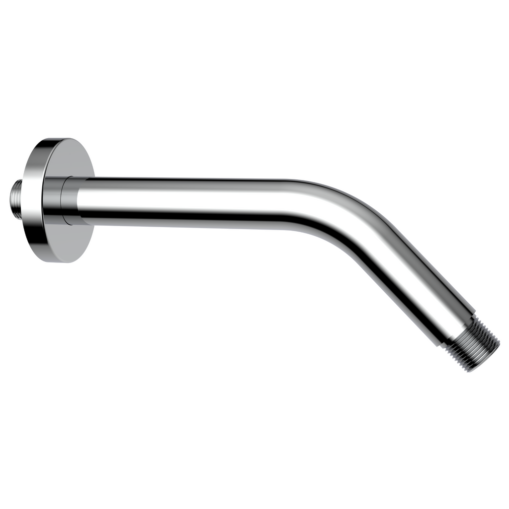 Aquaiaw Shower Arm and O-Ring Flange, 8 inch, Solid Brass, Round, Both Soldered 1/2 NPT Tapered Threads, Wall Mount, Polished Chrome