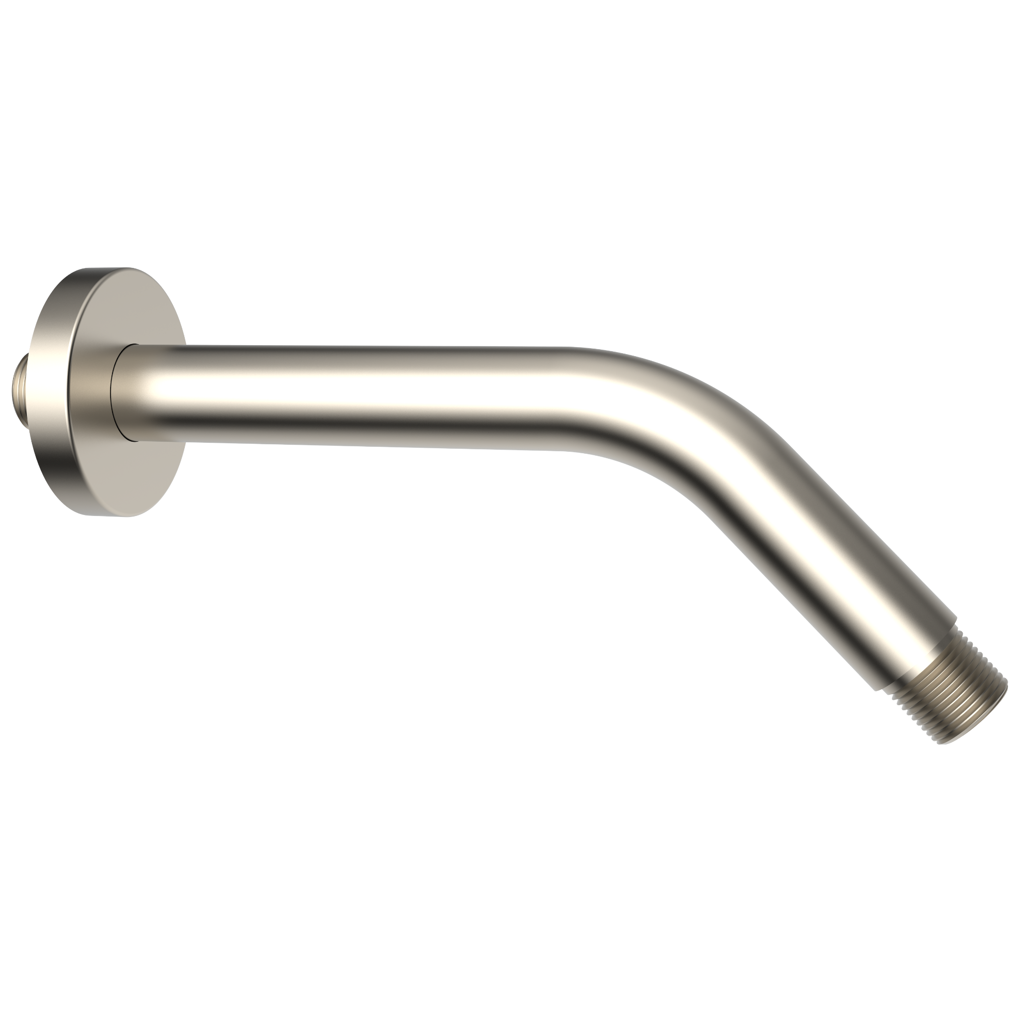 Aquaiaw Shower Arm and O-Ring Flange, 8 inch, Solid Brass, Round, Both Soldered 1/2 NPT Tapered Threads, Wall Mount, PVD Brushed Nickel