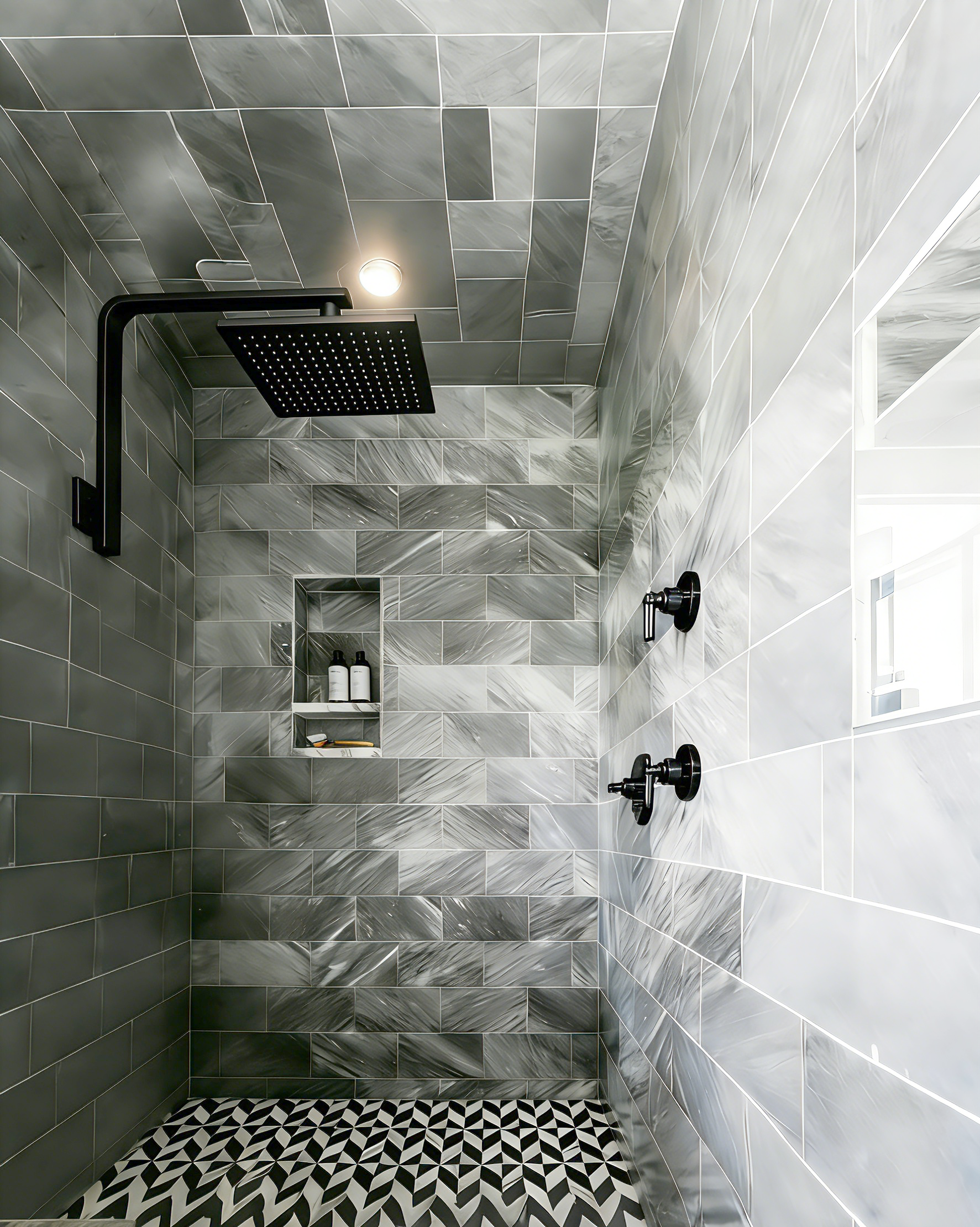 Aquaiaw High Rise Shower Arm and Flange, 10.5 inch, Solid Brass, Square, Both 1/2 NPT Tapered Threads, Gooseneck Wall Mount, Matte Black