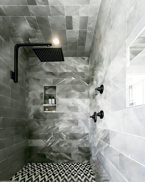 Aquaiaw High Rise Shower Arm and Flange, 16 inch, Solid Brass, Square, Both 1/2 NPT Tapered Threads, Gooseneck Wall Mount, Matte Black