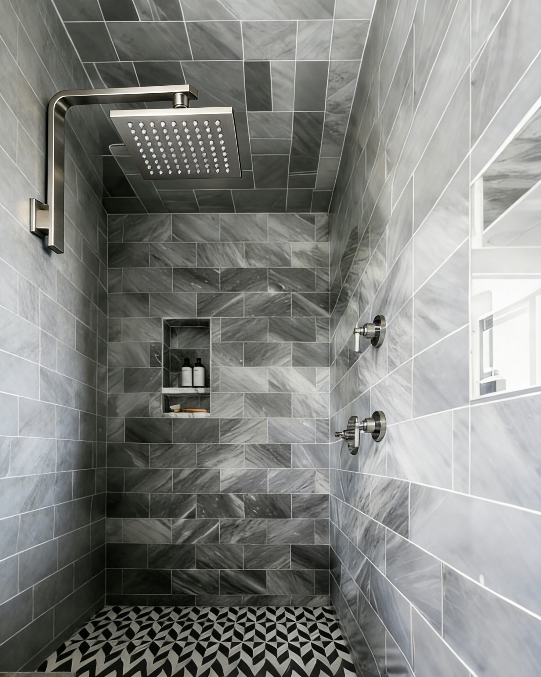 Aquaiaw High Rise Shower Arm and Flange, 16 inch, Solid Brass, Square, Both 1/2 NPT Tapered Threads, Gooseneck Wall Mount, PVD Brushed Nickel