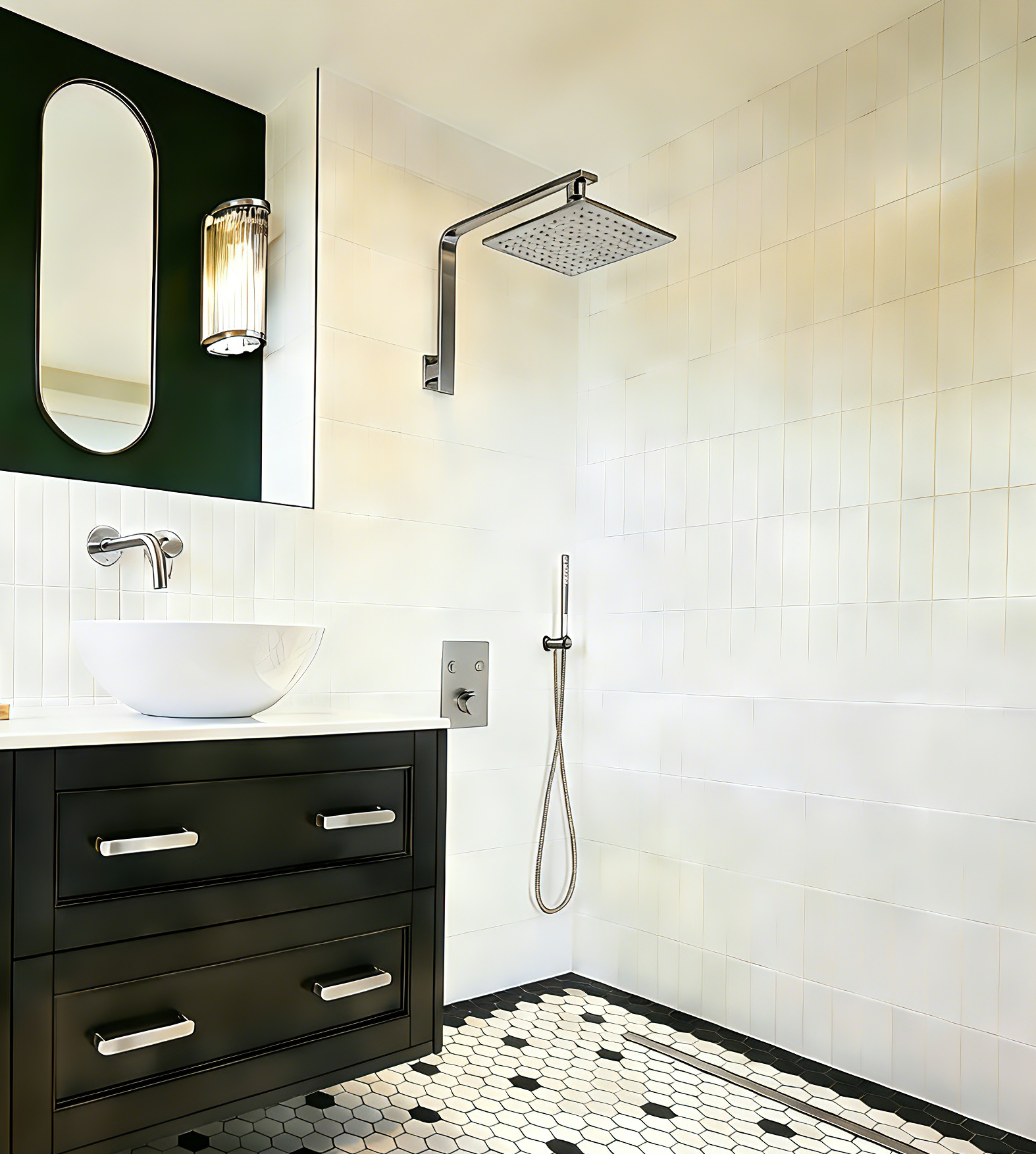 Aquaiaw High Rise Shower Arm and Flange, 16 inch, Solid Brass, Square, Both 1/2 NPT Tapered Threads, Gooseneck Wall Mount, PVD Brushed Nickel