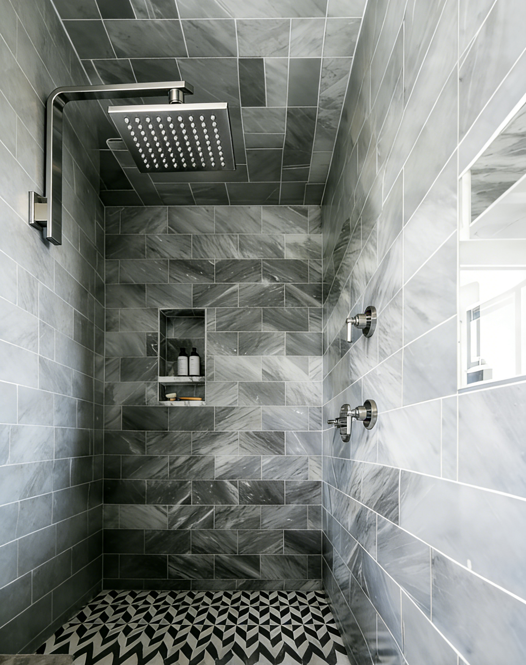 Aquaiaw High Rise Shower Arm and Flange, 16 inch, Solid Brass, Square, Both 1/2 NPT Tapered Threads, Gooseneck Wall Mount, Polished Chrome