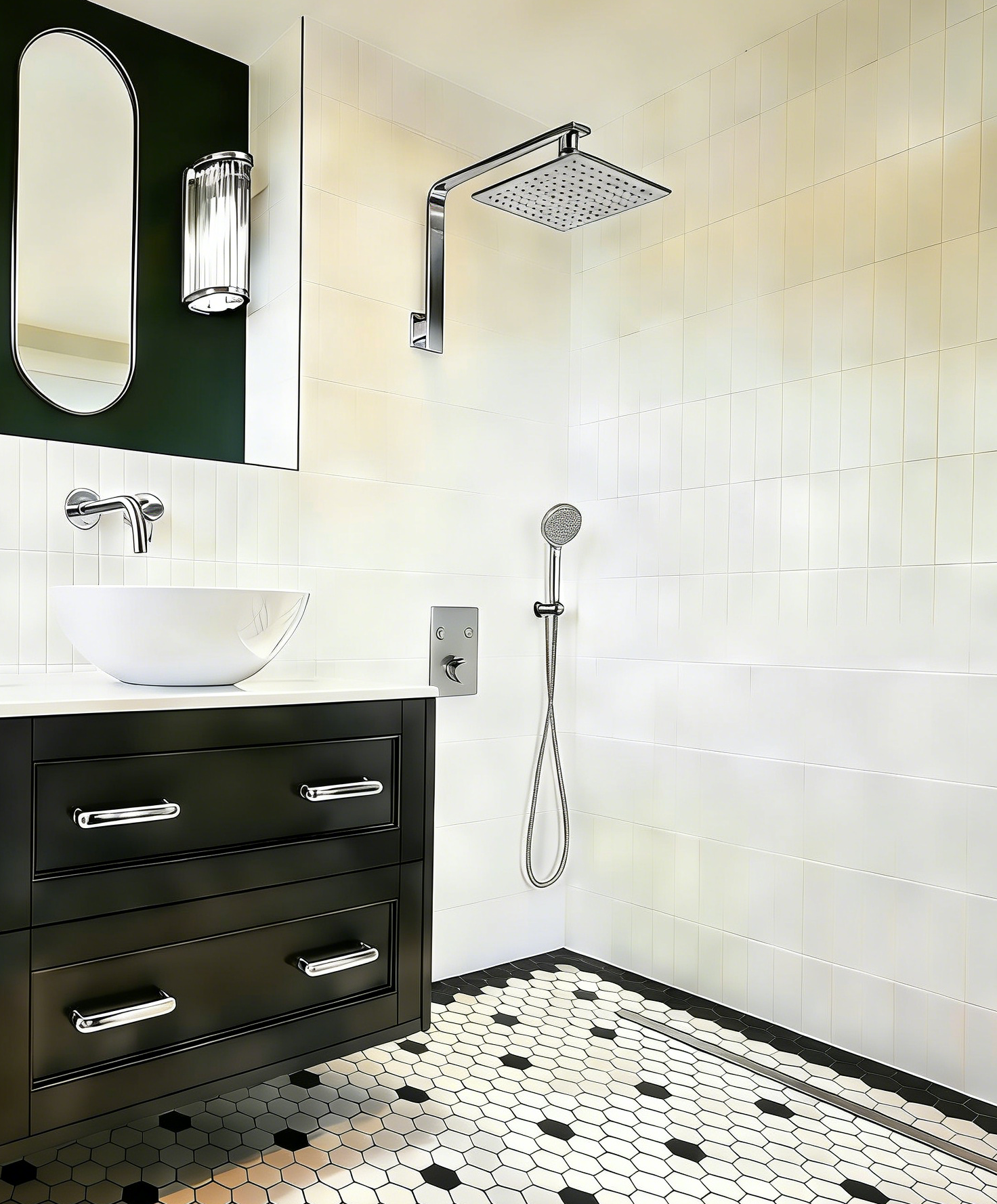 Aquaiaw High Rise Shower Arm and Flange, 16 inch, Solid Brass, Square, Both 1/2 NPT Tapered Threads, Gooseneck Wall Mount, Polished Chrome