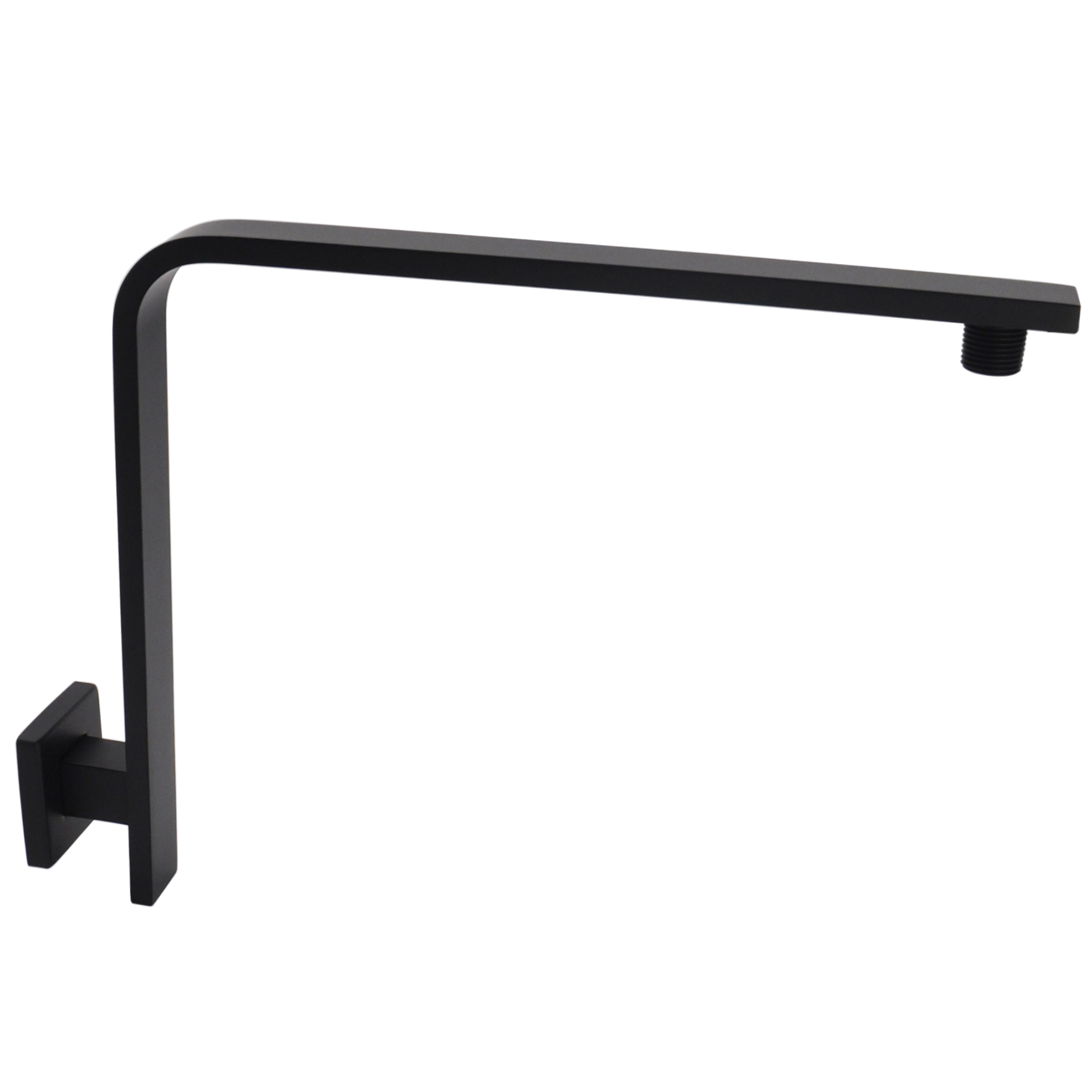 Aquaiaw High Rise Shower Arm and Flange, 10.5 inch, Solid Brass, Square, Both 1/2 NPT Tapered Threads, Gooseneck Wall Mount, Matte Black