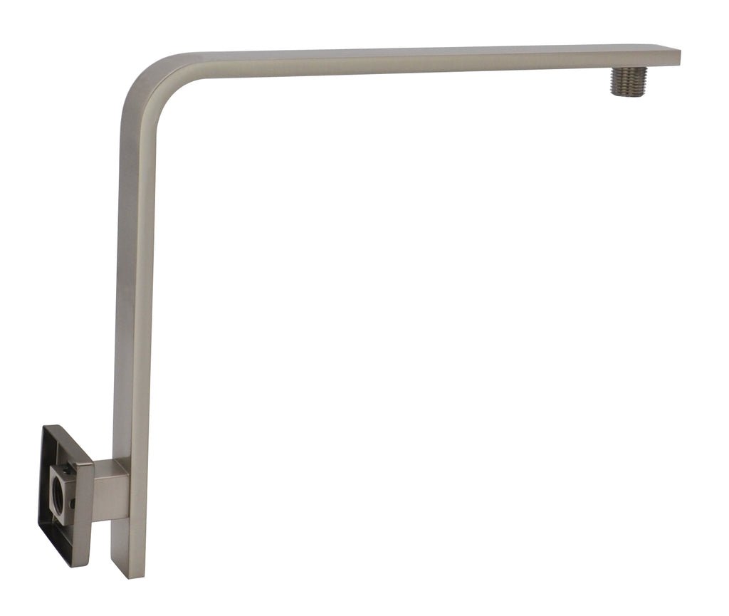 Aquaiaw High Rise Shower Arm and Flange, 10.5 inch, Solid Brass, Square, Both 1/2 NPT Tapered Threads, Gooseneck Wall Mount, PVD Brushed Nickel