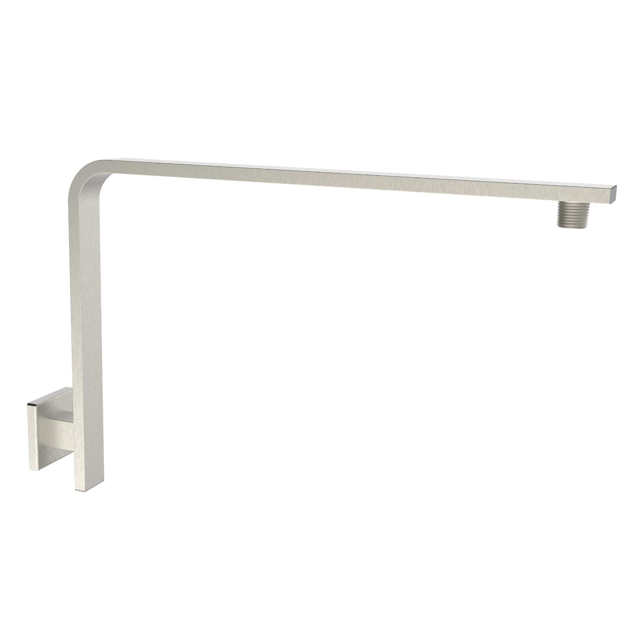 Aquaiaw High Rise Shower Arm and Flange, 16 inch, Solid Brass, Square, Both 1/2 NPT Tapered Threads, Gooseneck Wall Mount, PVD Brushed Nickel