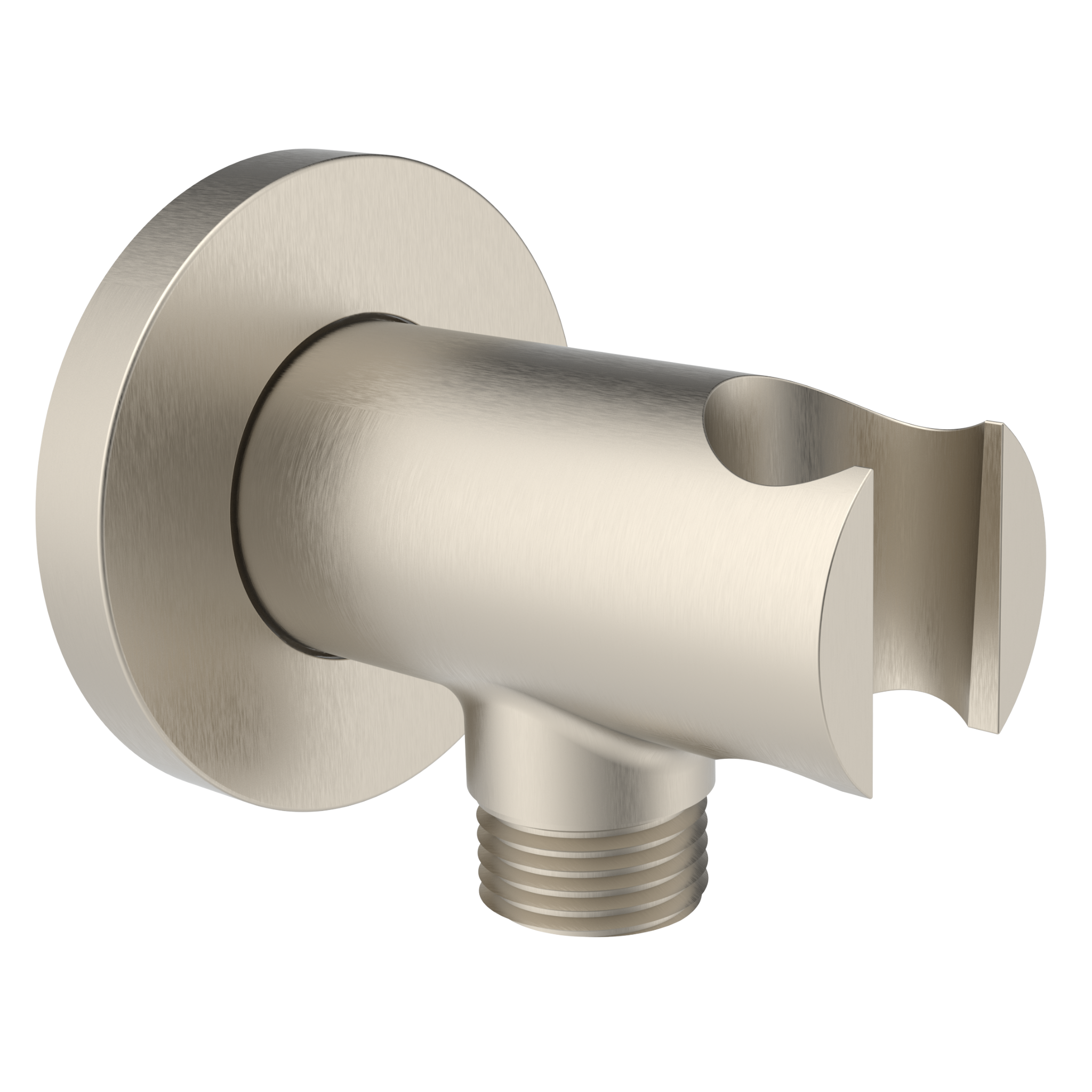 Aquaiaw Wall Supply Elbow with O-Ring Flange, with Handheld Showerhead Holder, Solid Brass, Round, Tapered 1/2 NPT Female Inlet, G1/2 Outlet, PVD Brushed Nickel