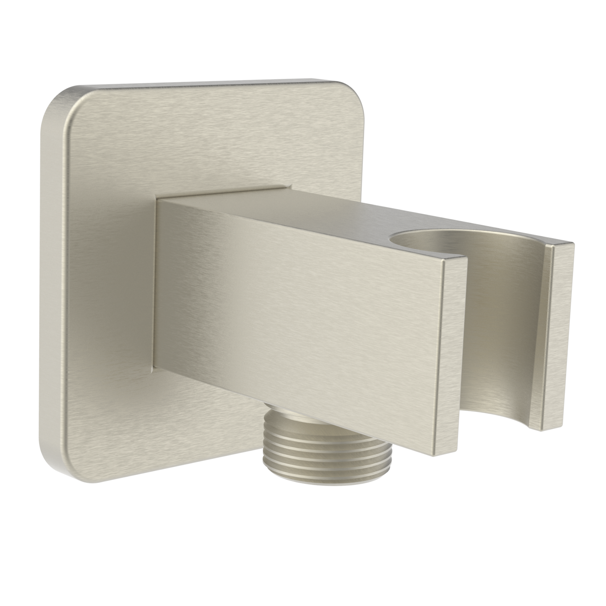Aquaiaw Wall Supply Elbow with Flange, with Handheld Showerhead Holder, Solid Brass, Square, Tapered 1/2 NPT Female Inlet, G1/2 Outlet, PVD Brushed Nickel