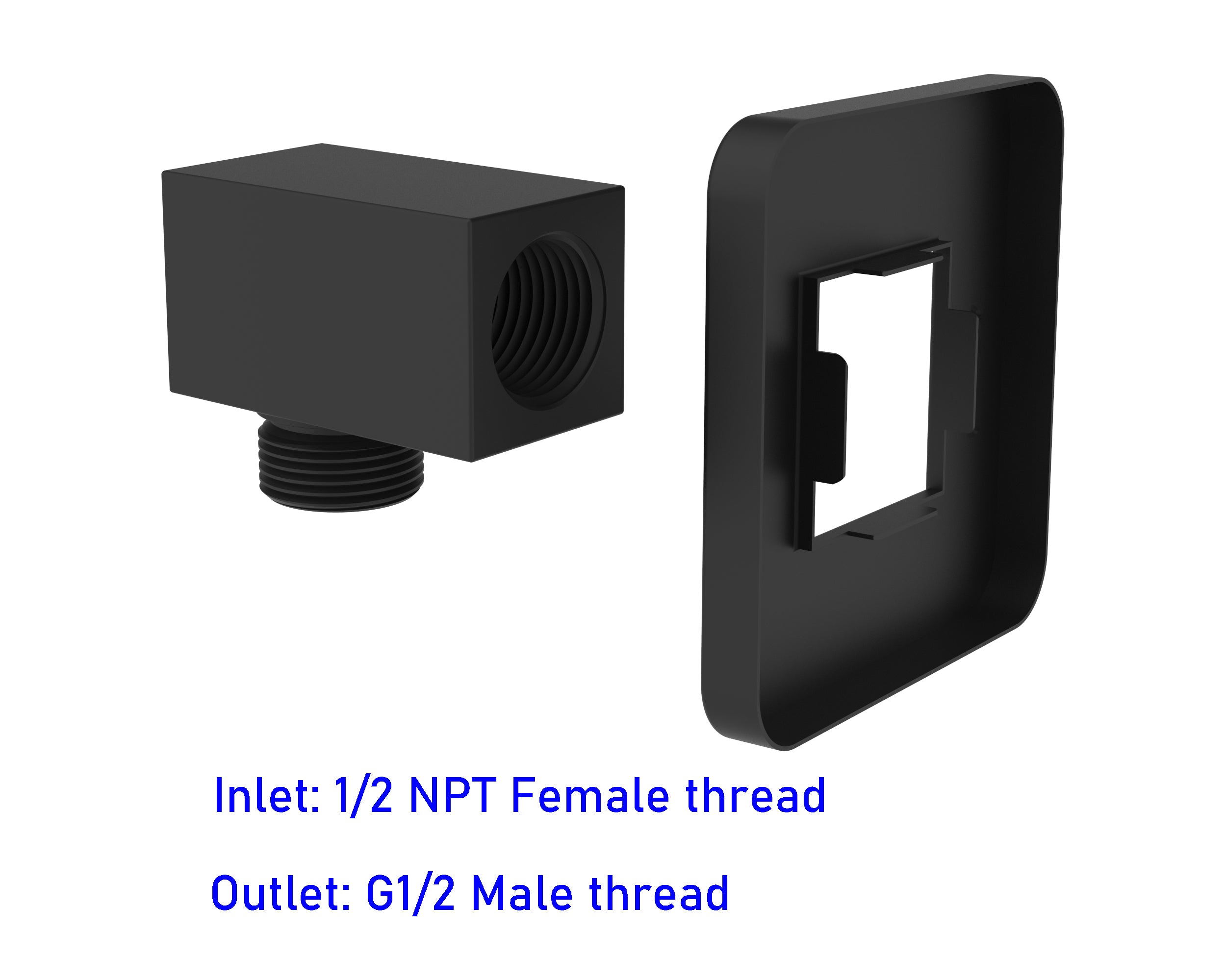 Aquaiaw Square Wall Supply Elbow with Flange, Tapered 1/2 NPT Female Inlet, Heavy-Duty Solid Brass, G1/2 Outlet, Electroplate Matte Black