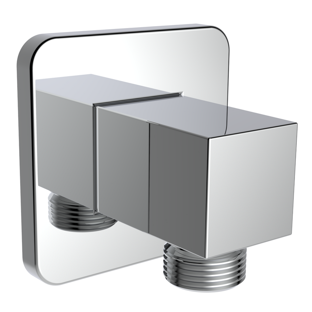 Aquaiaw Square Wall Supply Elbow with Flange, Tapered 1/2 NPT Female Inlet, Heavy-Duty Solid Brass, G1/2 Outlet, Polished Chrome