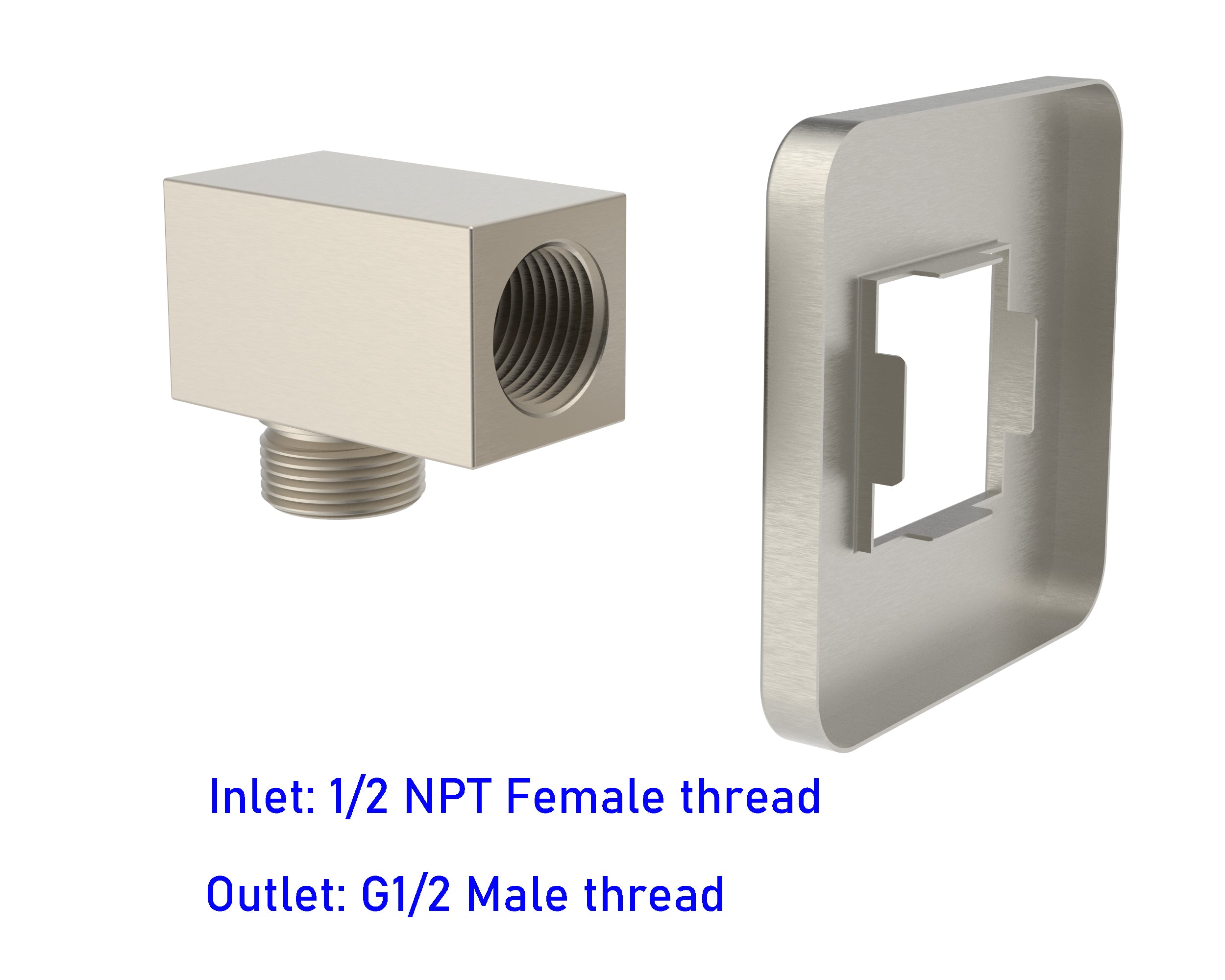 Aquaiaw Square Wall Supply Elbow with Flange, Tapered 1/2 NPT Female Inlet, Heavy-Duty Solid Brass, G1/2 Outlet, PVD Brushed Nickel