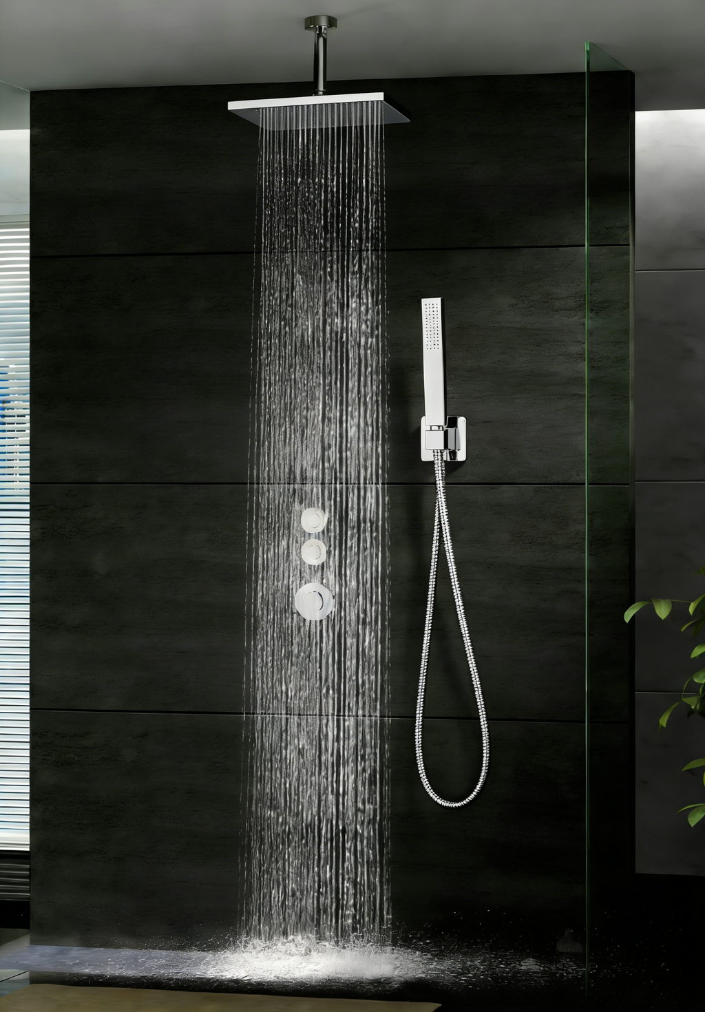 Aquaiaw Wall Supply Elbow with Flange, with Handheld Showerhead Holder by Side, Solid Brass, Square, Tapered 1/2 NPT Female Inlet, G1/2 Outlet, Polished Chrome